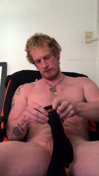 Christian Hunter Pit Sniffs, Nipple and Feet Plays, and Jerks His Thick Cut Cock with His Sweaty Socks