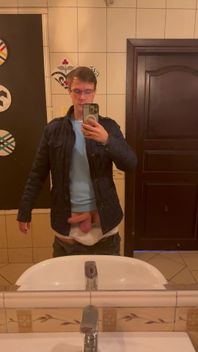 Swinging Big Dick in Bathroom