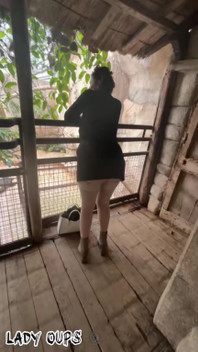 Slut in Public Visits Butt Plug Micro Skirt and Garter Belt