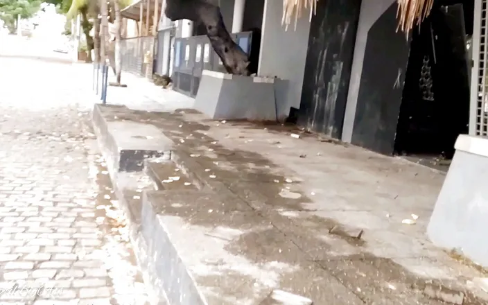 April BigAss: Street drinking piss on coup fit