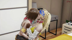 Hentai_Smash: Rikku被吃掉，然后穿戴式假阳具被尤娜性交 - 最终幻想 x 女同性恋成人动漫。