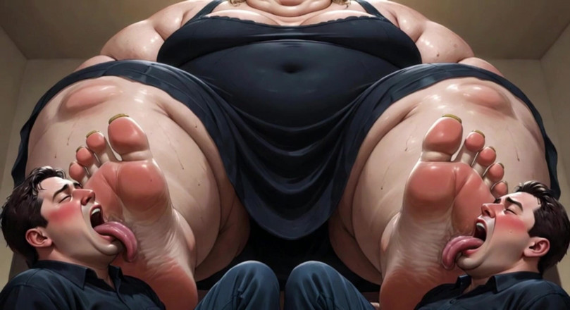 YOUR BEST FANTASY: Obézní SSBBW nožní dominance - otroci čistí její velké měkké nohy