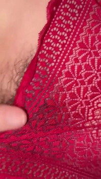 POV Creamy Pussy Fisting and Fuck - Big Load Cum on Hairy Pussy in Red Bodysuit - Slow Motion