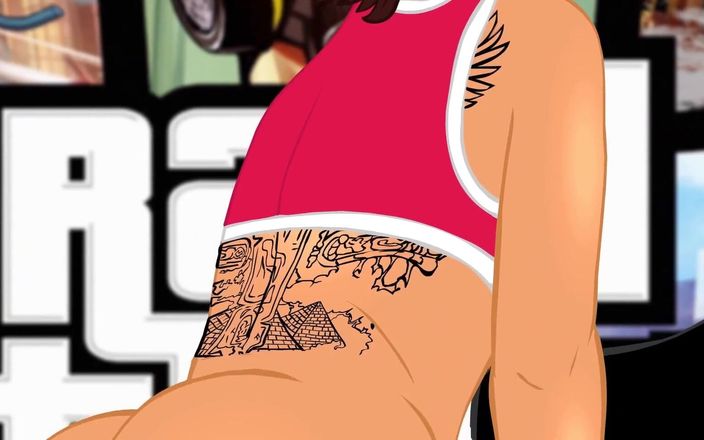 Back Alley Toonz: Sexy latina Jazanti toont haar tatts en haar grote kont...