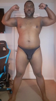 Big Black Beefy Bear in a Thong