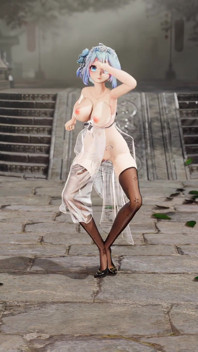 [mmd]miku-Gdy przezroczysty wzór czarnego jedwabnego sukuba z cheongsam, duże piersi drżą i odsłoniają cipkę