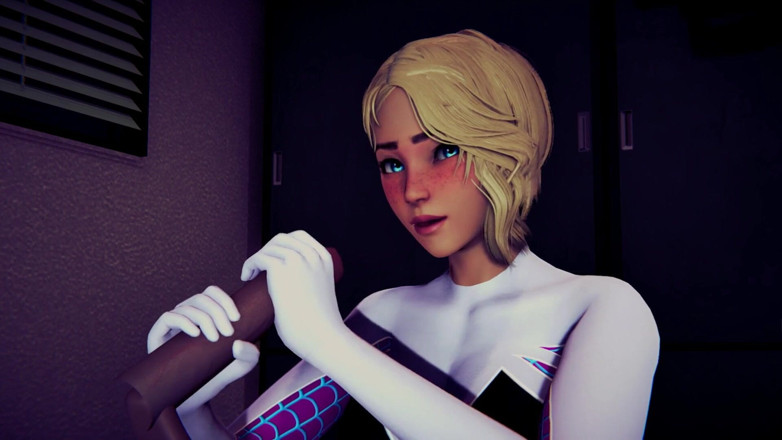 Waifu club 3D: グウェンはあなたが絶頂するまであなたのコックをジャークオフ