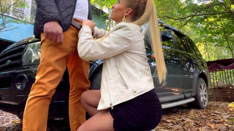 Femdom Sex: Blond Bitch Fucked in Forest with Creampie
