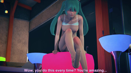 Waifu club 3D: Miku i en baddräkt som fingrar på din kuk med...