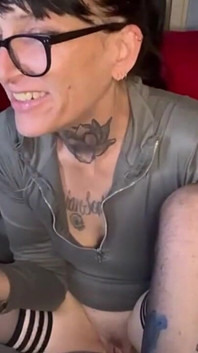 Gagging and Squirting Over Dildo