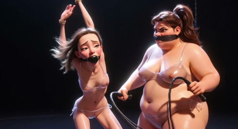 YOUR BEST FANTASY: SSBBW domină fata slabă cu bici - umilință intensă