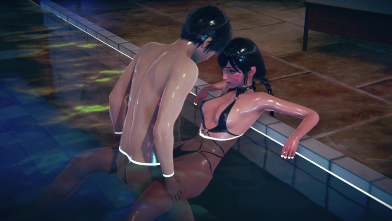 Waifu club 3D: Dva havuzda rahatlıyor ve orgazm oluyor