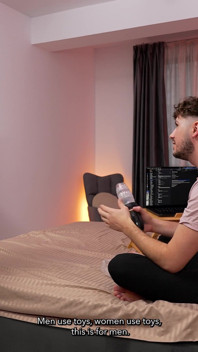 Surprised Housekeeper Learns How to Use Revolve X Vibrating Masturbator