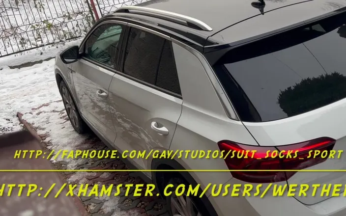 Werther1: Businessman in socks has Car Sex using dildo toy
