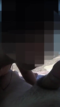 Exhibitionist Outdoor Amateur Girl Sucks Big Cock on Nudity Beach to Viewer with Cum