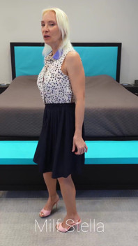 Blue Dress with Pink Mules