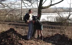 A Sweet German Teen Pleasing a Old Cock in the Woods