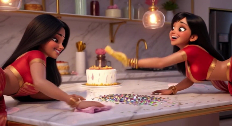 My night collection: Two Voluptuous Indian Lesbians Cleaning Kitchen Floor on All Fours...