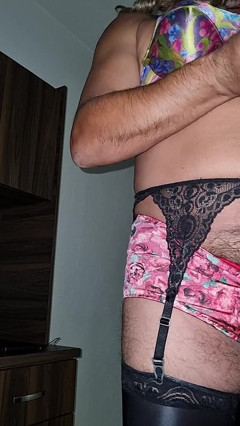 Squeezing My Honey Wearing My Classic Floral Lingerie thumbnail