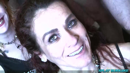 UkXXXpass: Lusty Euro babes bukkake fun and snowballing
