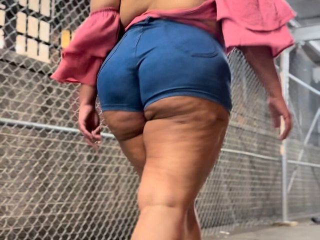 Puerto Rican Boricua Woman Walking in Daisy Dukes Short Shorts with Thick Thighs Natural Fat Ass BBW Latina - Angie Love (Boricua Leg Tease Queen)