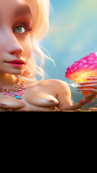 Duża piersi naga elf loszka z cloudberry