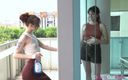 Girls Out West: Симпатичной лесбиянке Jessa лижет ее волосатую киску шаловливый уборщик окна
