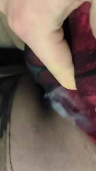 Juicy Cumshot Through Patterned Floral Pantyhose