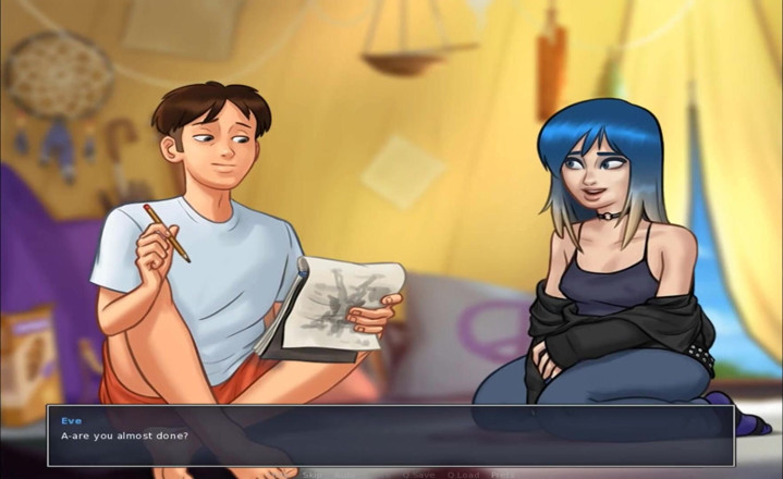 Hentai World: Summertime saga - klasgenoot tiener Eve neemt mijn kok