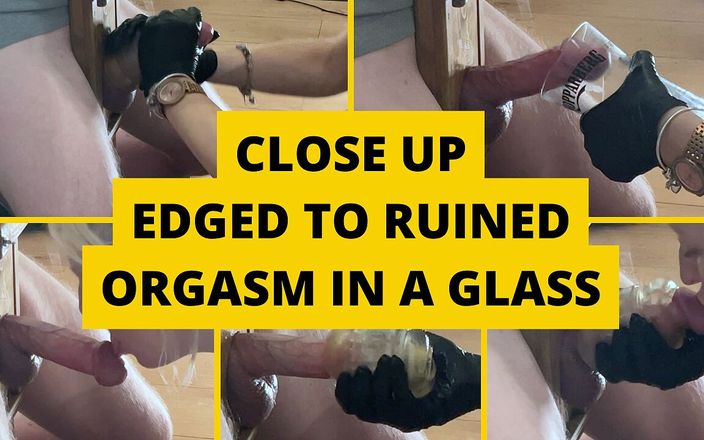 Mistress BJQueen: Close-up femdom randen pik tot geruïneerd orgasme in een glas