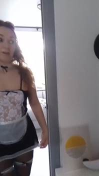 Purr Putting Black French Cut Pantyhose and Maid Uniform