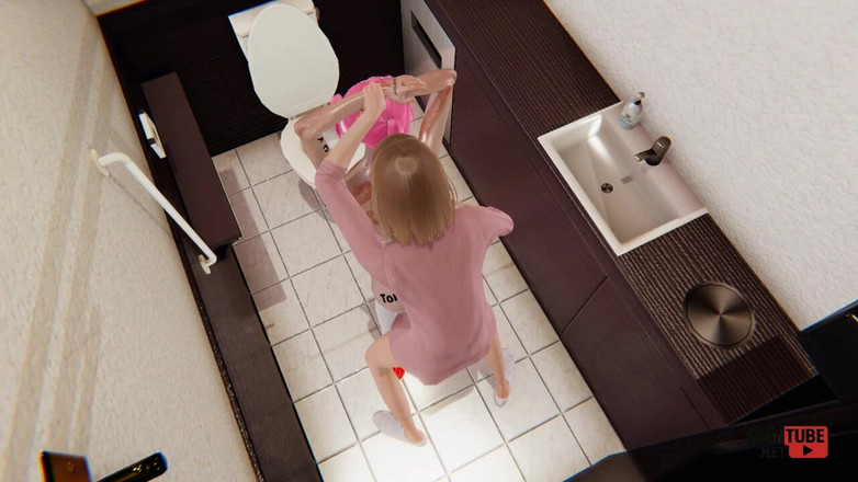 Yaoitube: Yaoi - twee femboys neuken in een openbaar toilet