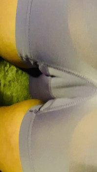 Perfect Cameltoe in Tight Purple Yoga Shorts