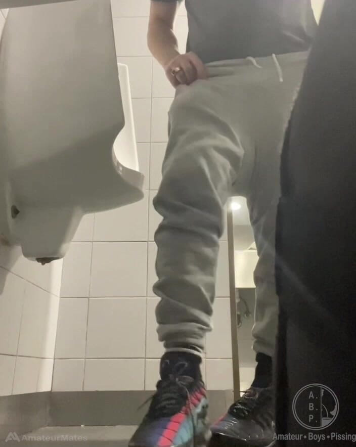 AmateurBoysPissing: 2 Boys in Sneakers Having Fun at Public Toilets' Urinal