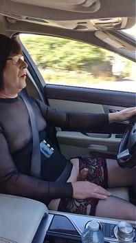 Mature Crossdressing Sissy Slut Driving Fully Exposed