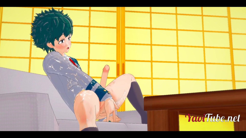 Yaoitube: Boku no hero yaoi - deku 用手指达到前列腺高潮，双手免费高潮