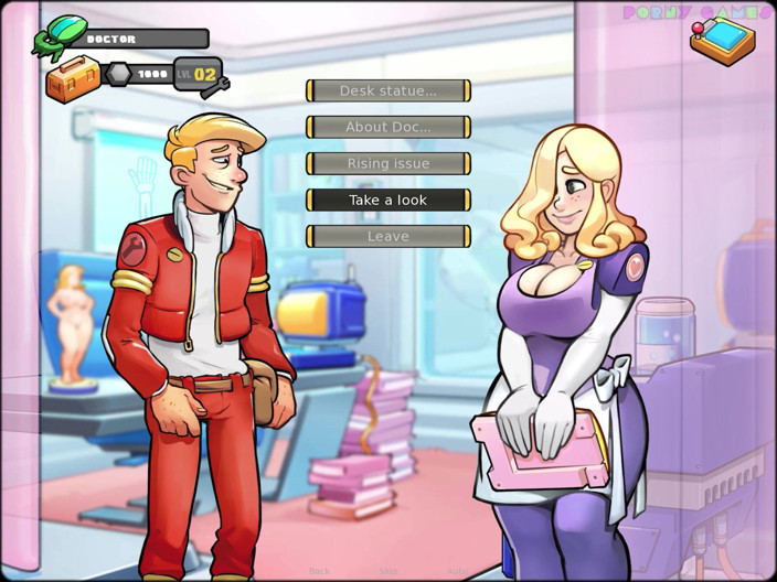 Porny Games: スペースレスキュー - 角質のブロンドの医者とのセックストラットメント