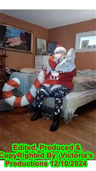 Nurse Vicki Blows up Huge Candy Cany for Santa!