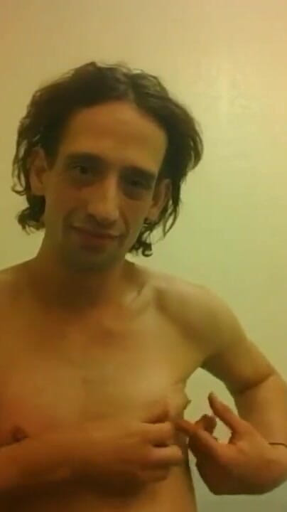 LilTaste: Topless Transgirl Trying to Hold a Pen W/her Tiny Boobs