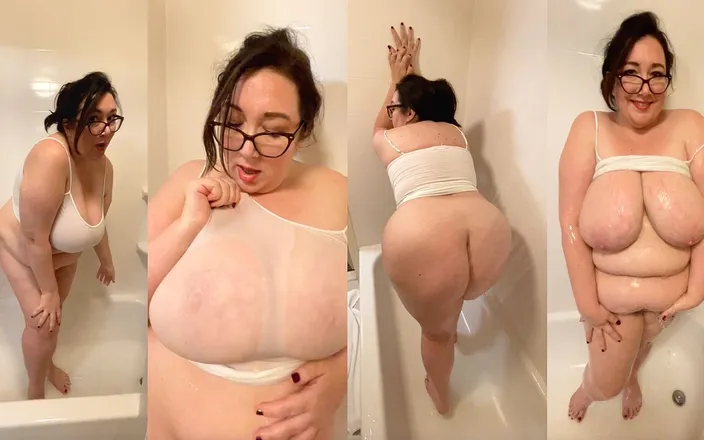 cutejayne: Busty BBW Milf Wet T Shirt Shower