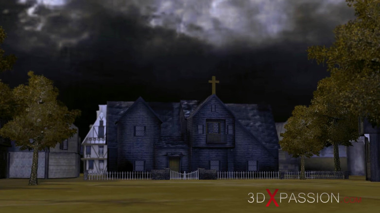 3dxpassion: Young horny blonde fucking with a monk in the church