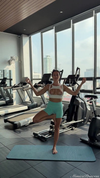 Yoga in a Gym with Boobs Flashing