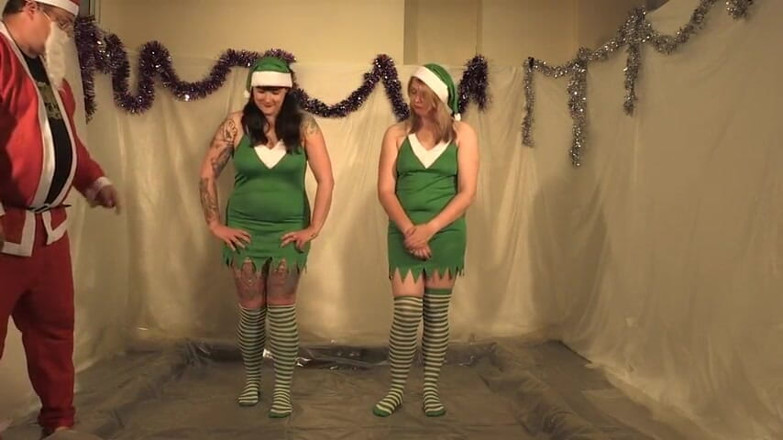 Gunked up girls: Christmas elves Lola and Jodie snow