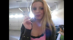 Femdom Austria: Blonde bitch smoking a cigarette in a close up video