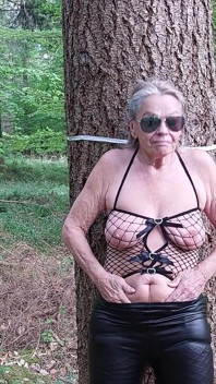 Granny Is Masturbating in the Woods!