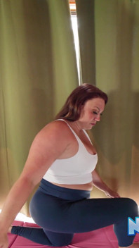Naturally Curvy MILF Micha Liz Strips for Nude Yoga