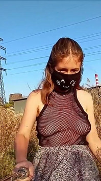Walking in front of the factory and candle my pussy