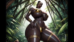 Hot girl dancing: Africana mulher sexy pose na selva com música (ai animation)