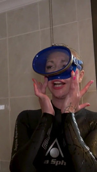 Flooded Mask Dishwashing in Wetsuit & Heels - Wet Mess Fun