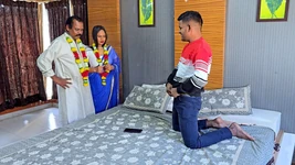 Indian Real Sex, Husband & Wife & Stepson, Threesome Hardcore Sex MILF Sex